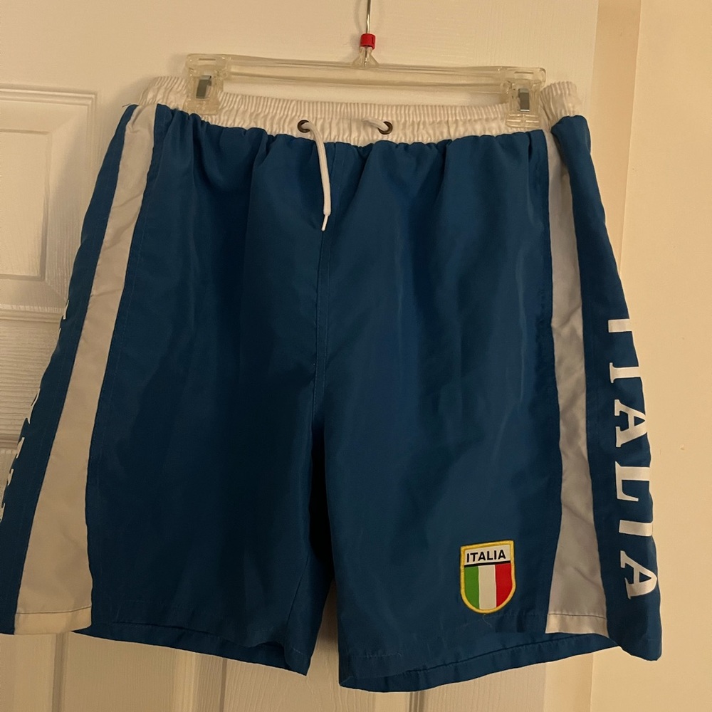 Blue and White Italia Shorts bathing suit